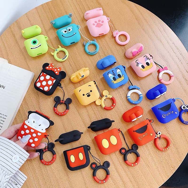 【Có dây buộc】 Phim hoạt hình dễ thương Silicone mềm không dây Bluetooth TWS Bao tai nghe cho AirPods 1 2 3 Pro inPods i12s i12 Pro Full Cover Thời trang Bao tai nghe đáng yêu