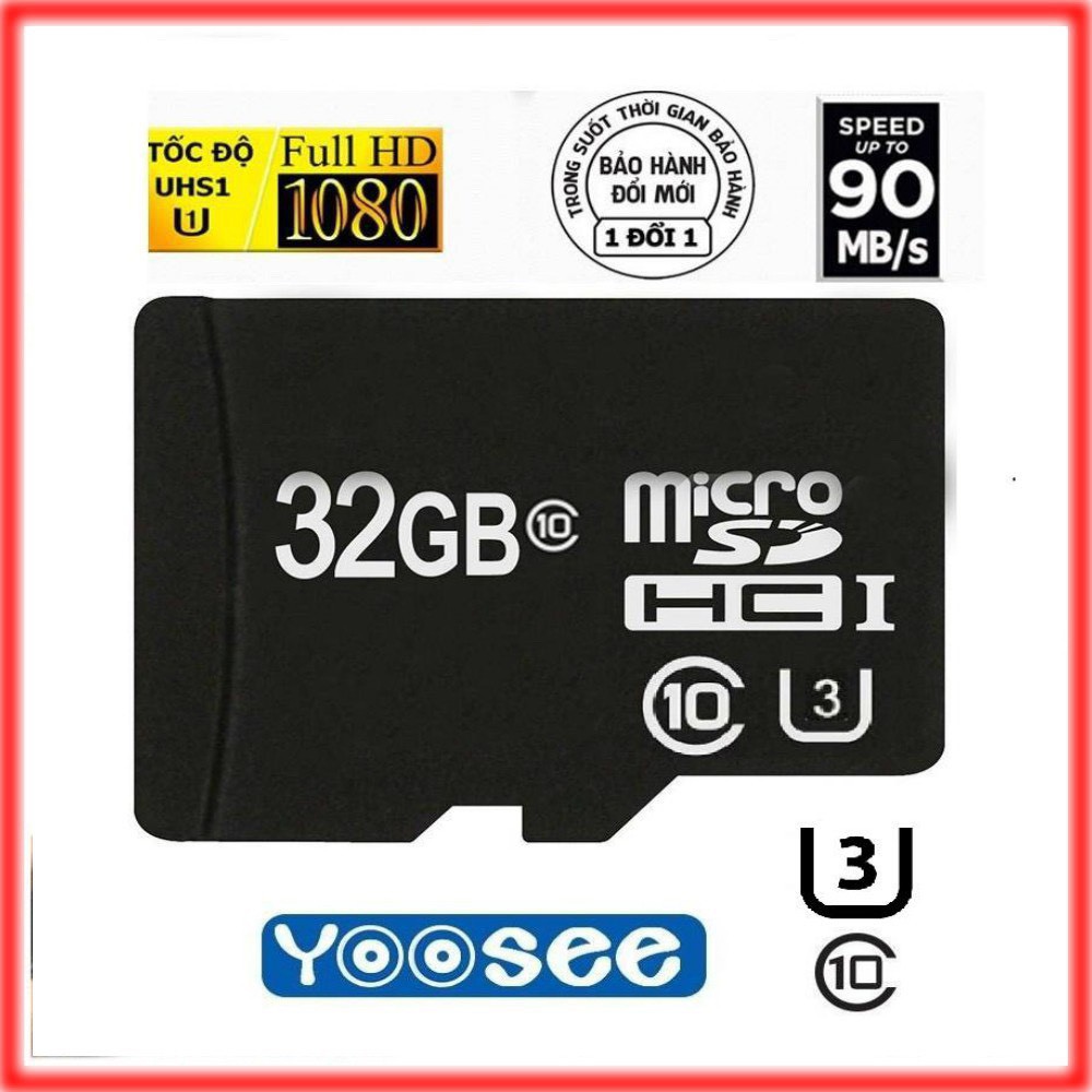 [BH 1 ĐỔI 1 12 THÁNG] Thẻ nhớ MicroSD Class 10 Tốc độ cao (Đen) 32GB