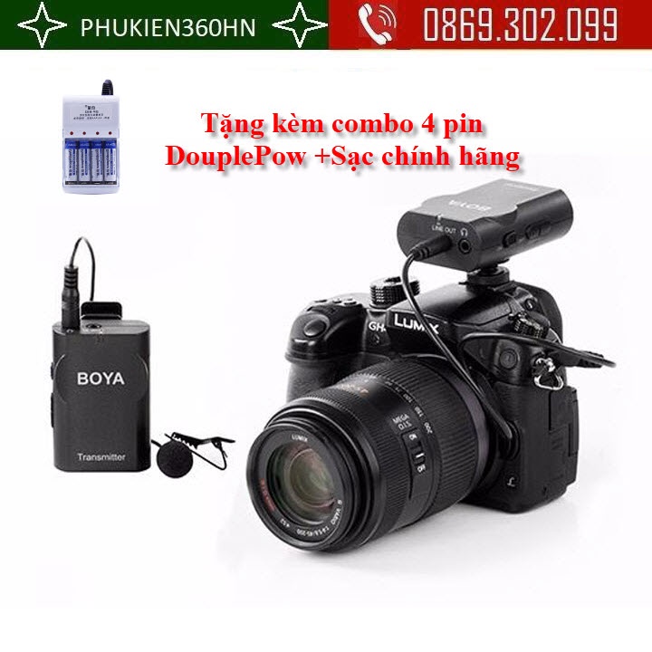 (Quà tặng trị giá 199k) Boya BY-WM4 Pro K1 micro không dây chất lượng tặng kèm combo 4 pin kèm sạc DoublePow chính hãng