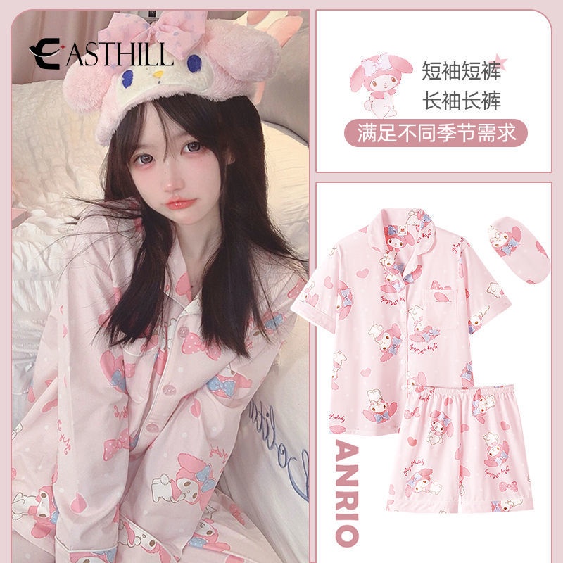 SANRIO Bộ Đồ Ngủ Tay Ngắn In Hình Cinnamoroll Dễ Thương Thời Trang Mùa Hè 2022 Dành Cho Nữ