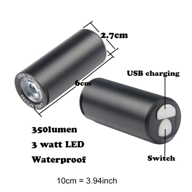 Đèn Pha Chống Nước 350lm Cho Xe Đạp Leo Núi