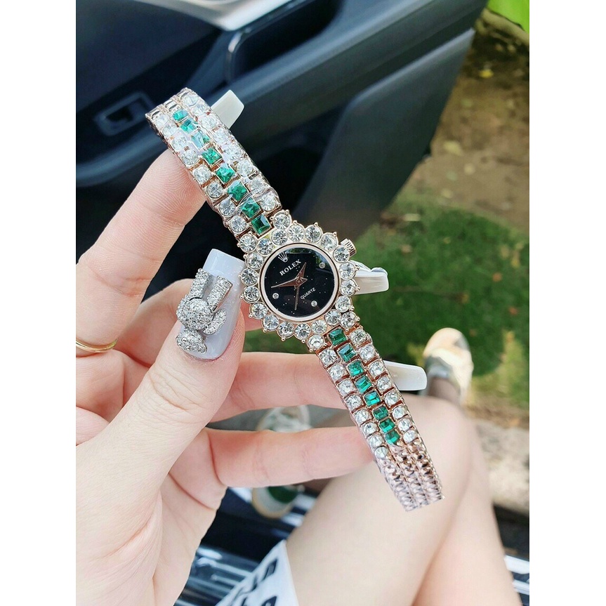 Đồng hồ đeo tay nữ, đồng hồ nữ ROLEX đính full đá cao cấp sáng lấp lánh, siêu sang chảnh, giá rẻ nhất thị trường