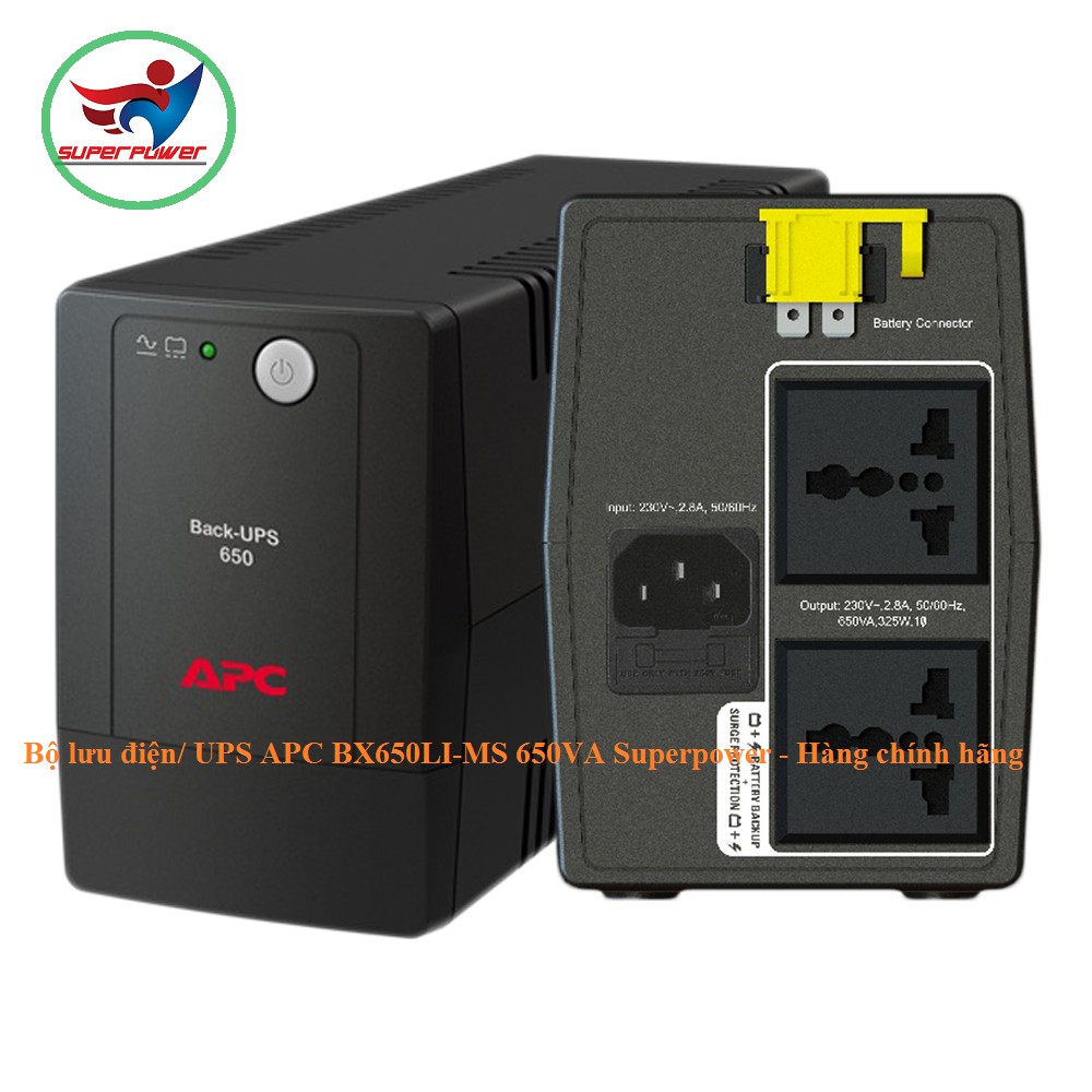 [Mã 254ELSALE giảm 7% đơn 300K] Bộ lưu điện/ UPS APC BX650LI-MS 650VA Superpower - Hàng chính hãng