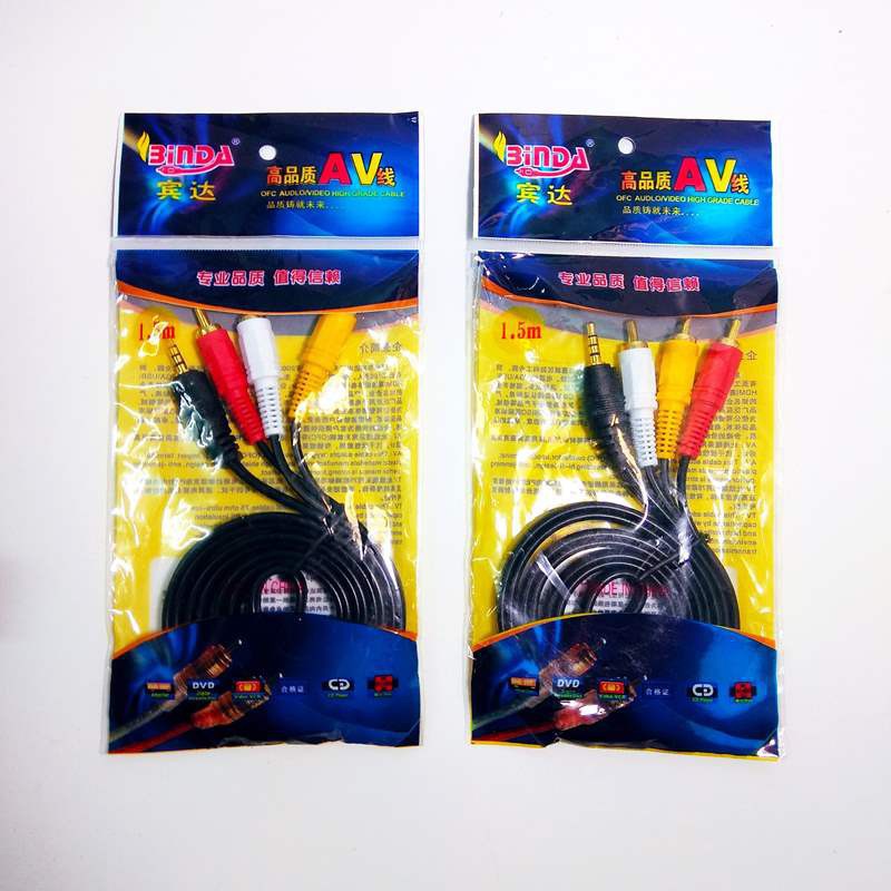 Dây tín hiệu đầu 3 ly (3.5mm) ra 2 đầu bông sen (AV/RCA) JSJ 3321 dài 1.8m - 15m thiết kế dạng 3 đầu, dây đúc liền mạch
