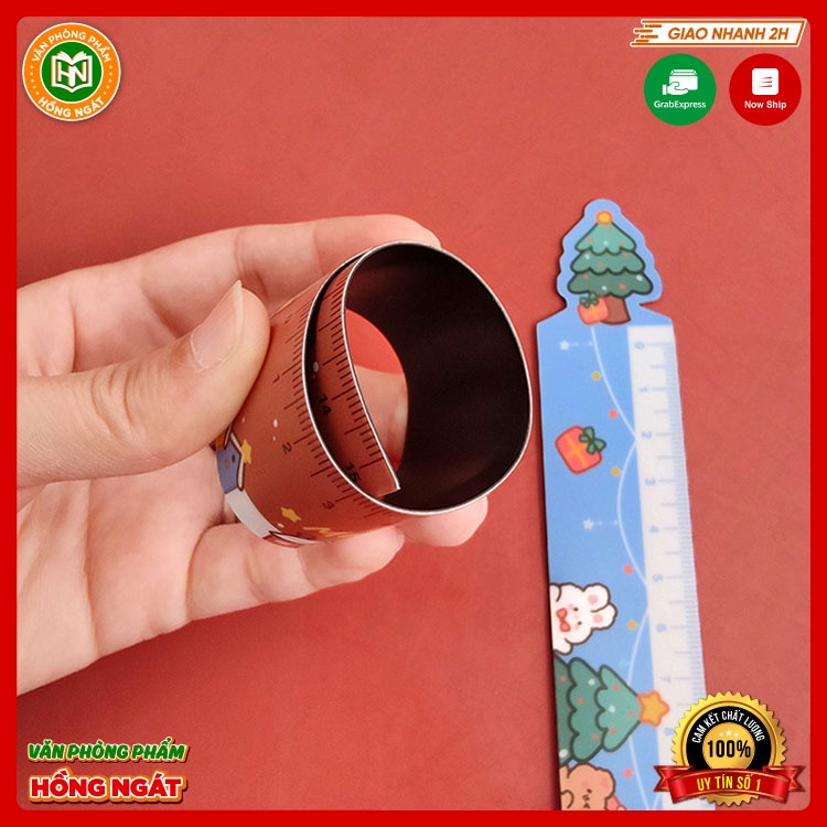 Thước kẻ học sinh chủ đề giáng sinh có nam châm chiều dài 15cm, văn phòng phẩm đồ dùng học tập làm quà noel N017