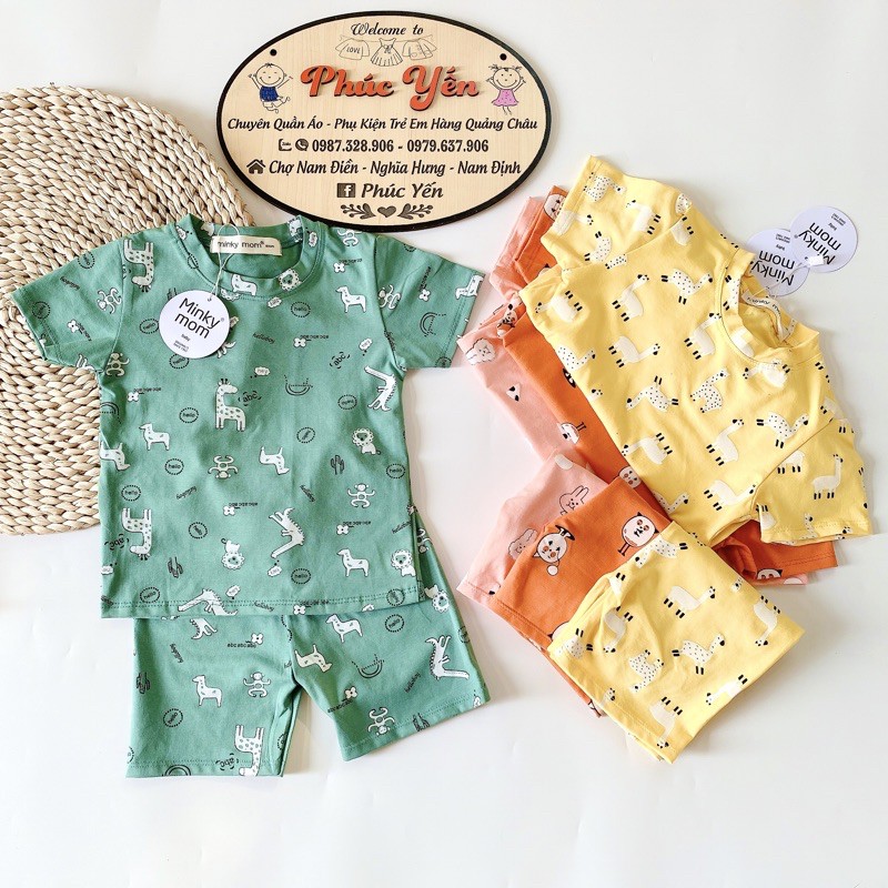 Bộ Cộc Tay Cotton Hàng Minky Mom In Toàn Thân Thỏ-Ngựa Trắng Cho Bé (9-18kg) (SP001380)