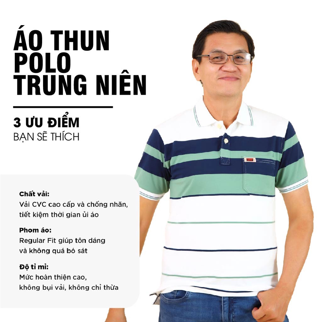 Áo thun nam có cổ trung niên vải cotton xịn loại áo thun nam form rộng rãi cho người lớn tuổi có túi SZIE 50KG-90KG