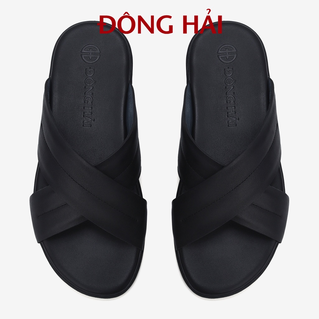 Dép quai ngang Nam Đông Hải thiết kế quai chéo thời trang đế cao su nguyên khối chống trượt 3cm - D3107