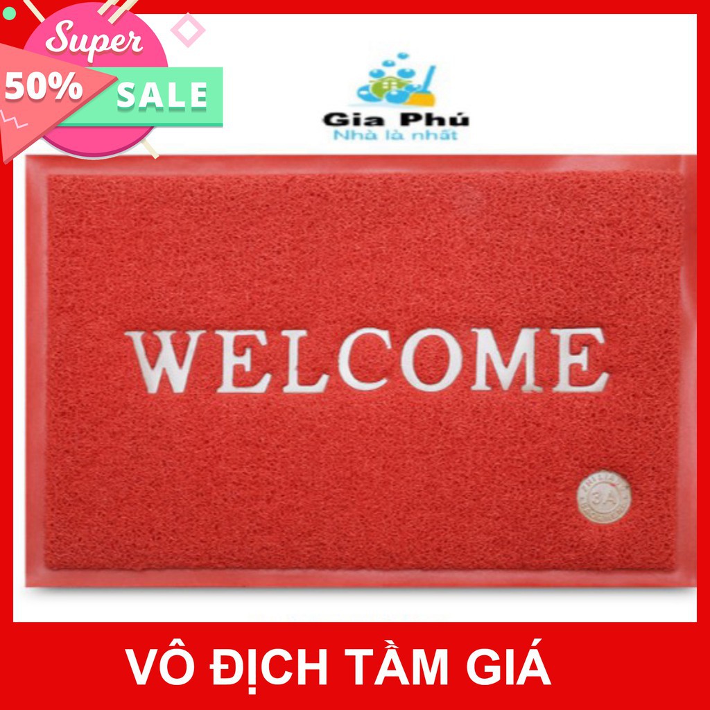 ( Size lớn 90x120cm ) Thảm nhựa chống trơn trượt cao cấp Welcome Gia Phú ( giao màu ngẫu nhiên )