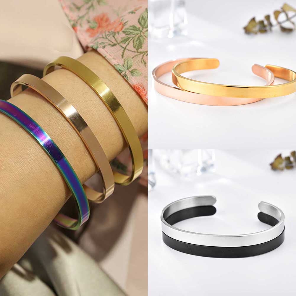 Vòng Tay Thép Titan Thiết Kế Đơn Giản Sang Trọng 6mm Dành Cho Nam Và Nữ
