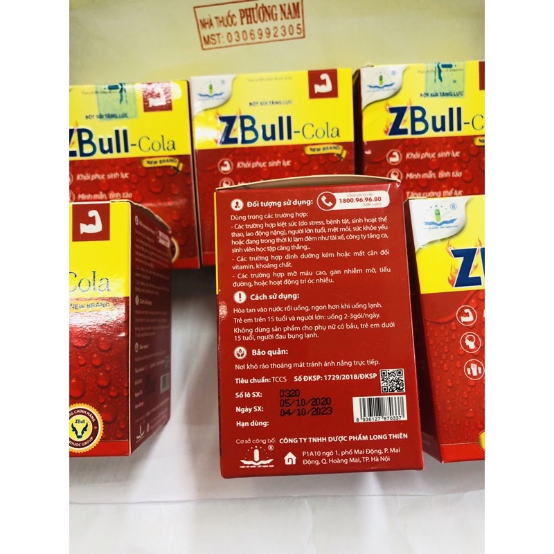 Bột sủi tăng lực ZBULL-cola hộp 10 gói