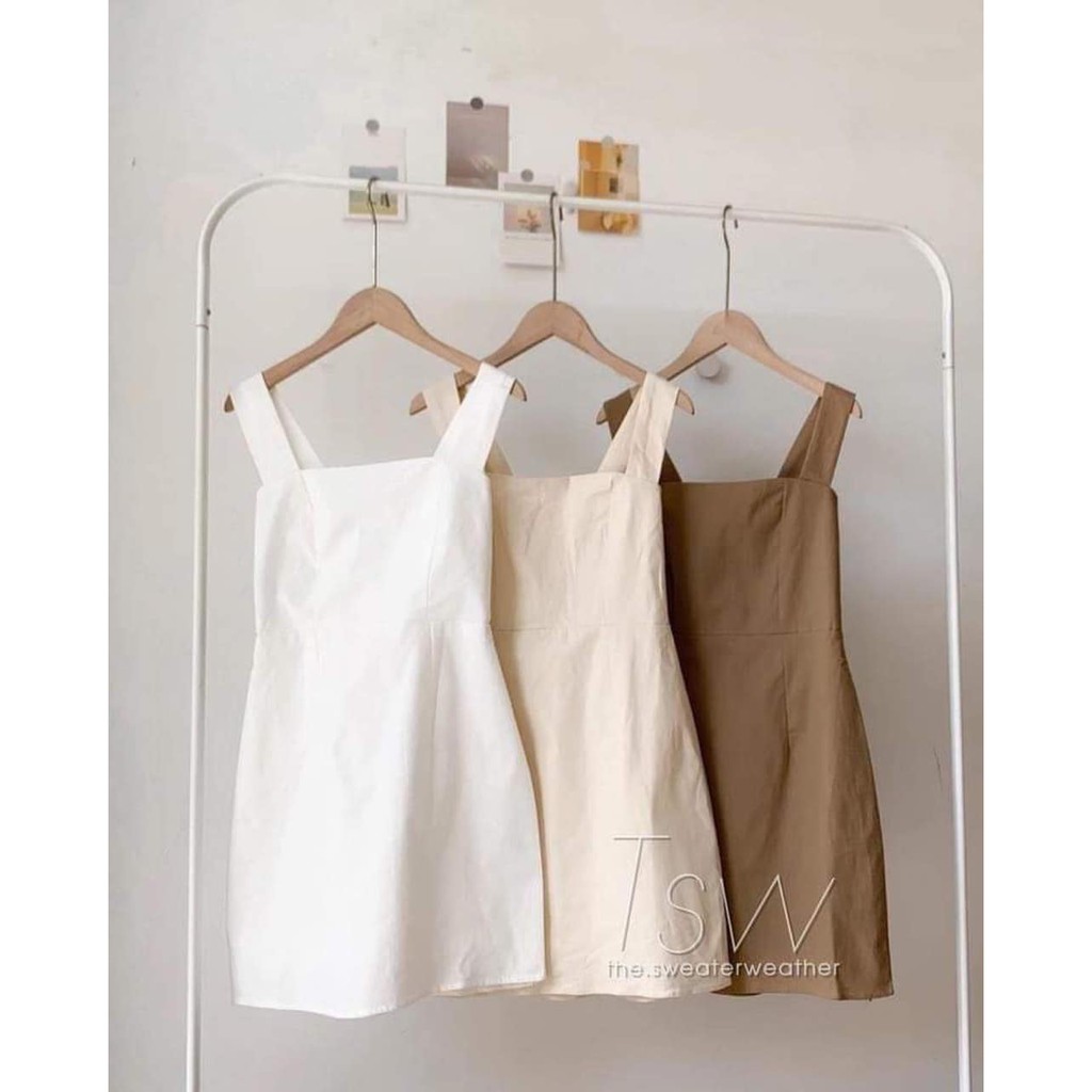 Váy kiểu Hàn Quốc V.075, Váy đũi hai dây bản to chữ A trơn 3 màu cực xinh