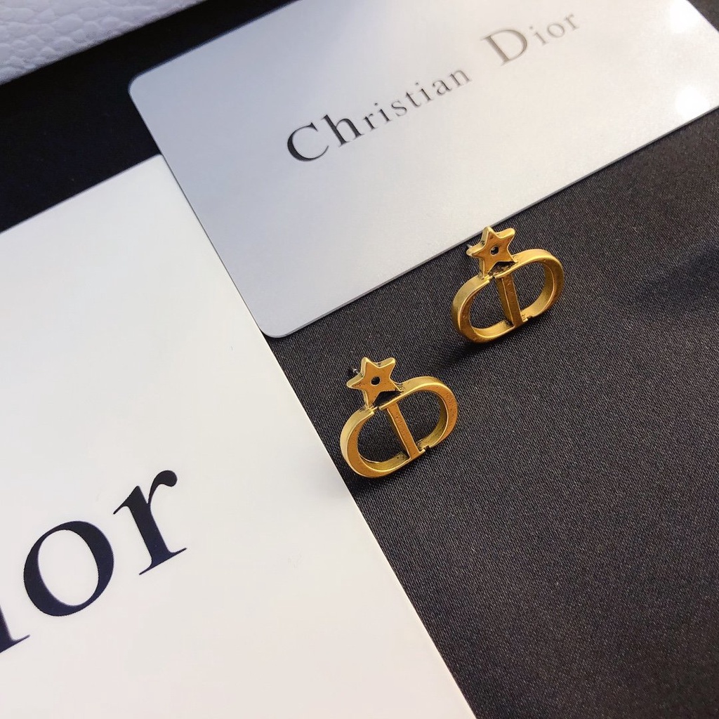Khuyên Tai Tròn Khắc Chữ Dior Bằng Thép Titanium Thời Trang Cho Nữ