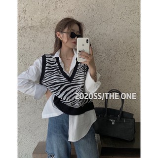 SẴN NÂU I áo len gile cổ V ngựa vằn 3 màu