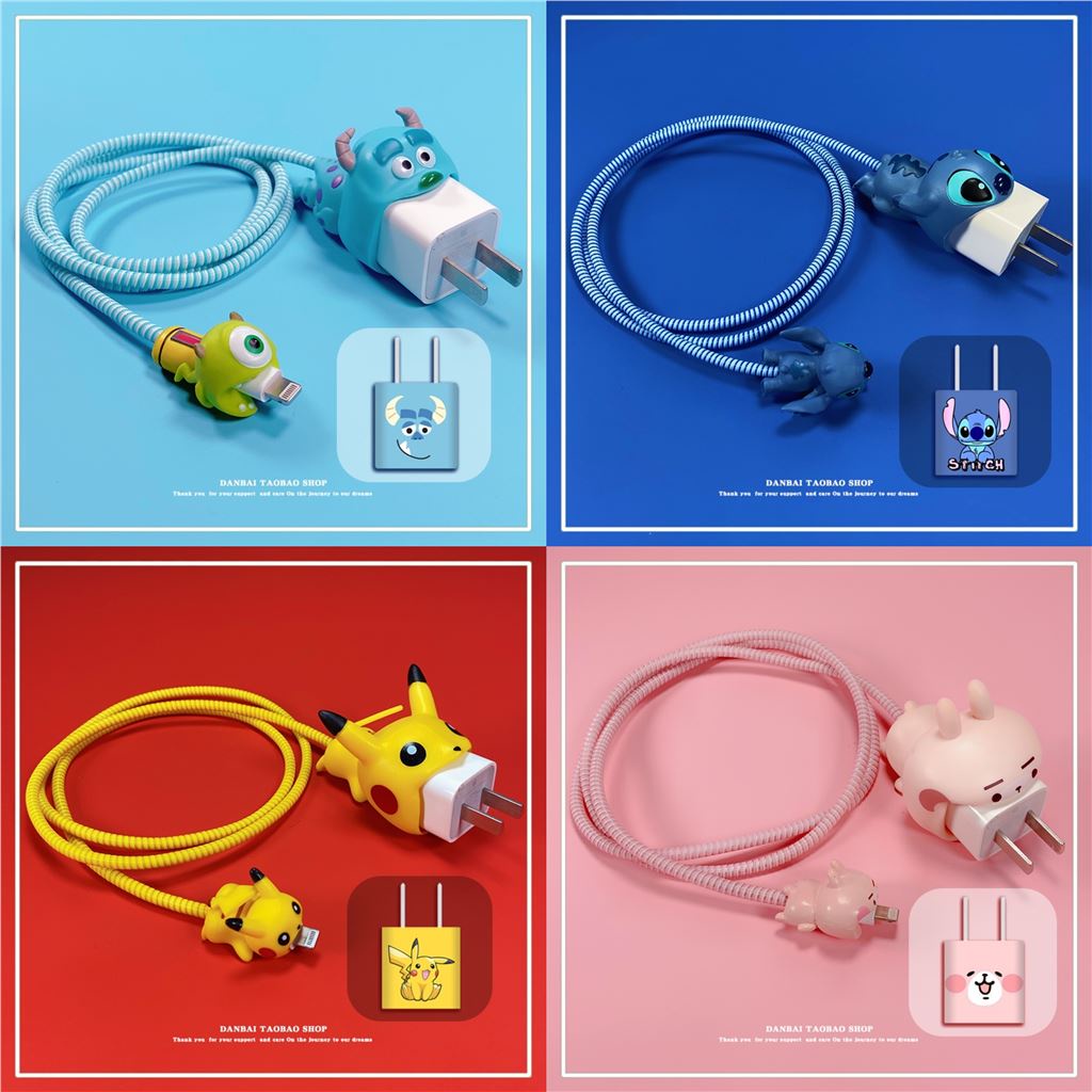 Bộ 3 Phụ Kiện Bảo Vệ Đầu Sạc Nhanh Bằng Silicon Mềm Hình Hoạt Họa TENLOY 2022 Cho iPhone 18W / 20W 18 / 20W / 5W
