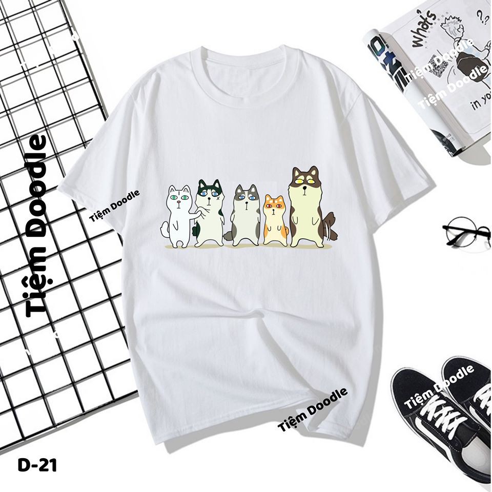 Áo Thun Nam Nữ Tay Lỡ Unisex Phông Trơn Oversize Form Rộng Basic Tee Hình 5 anh em chó