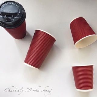 25 cốc giấy take away màu đỏ 350 ml