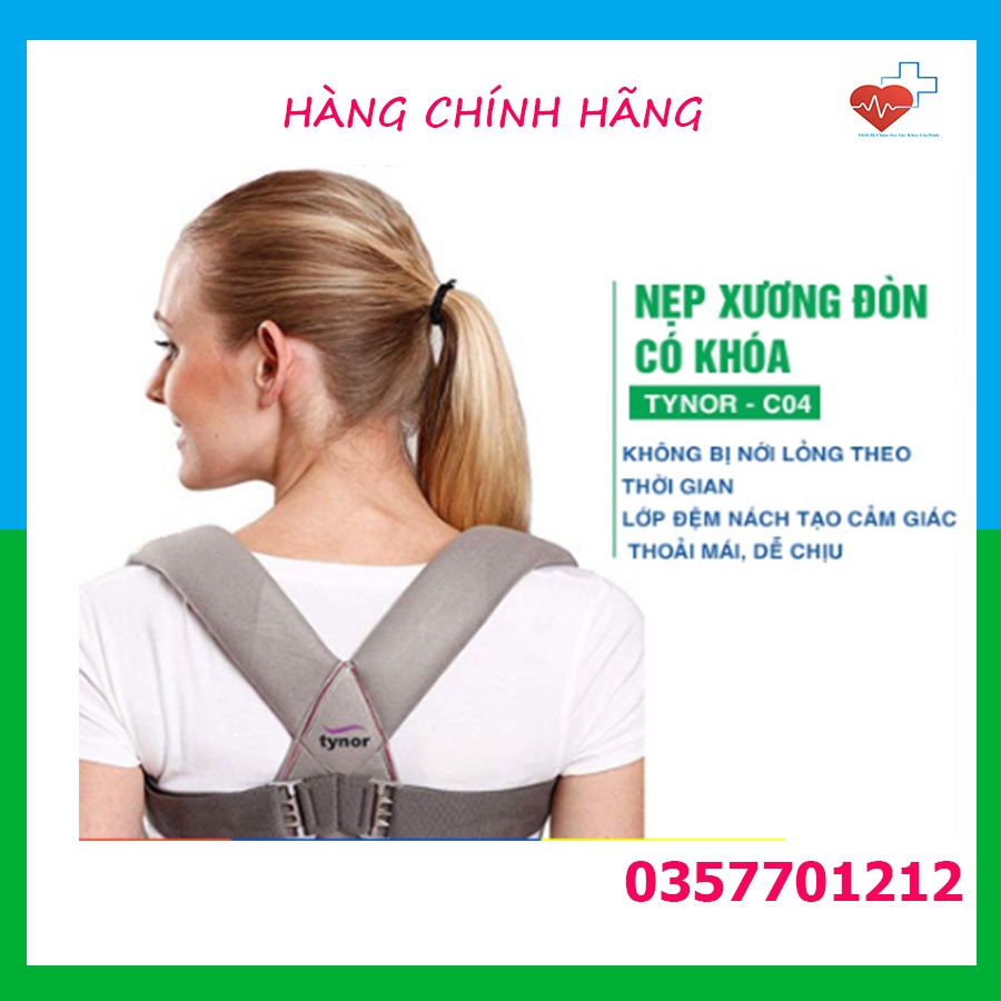 Nẹp xương đòn có khóa cài - Đai số 8 gãy xương đòn TYNOR C04 - Đai xương đòn cao cấp - Hàng chính hãng