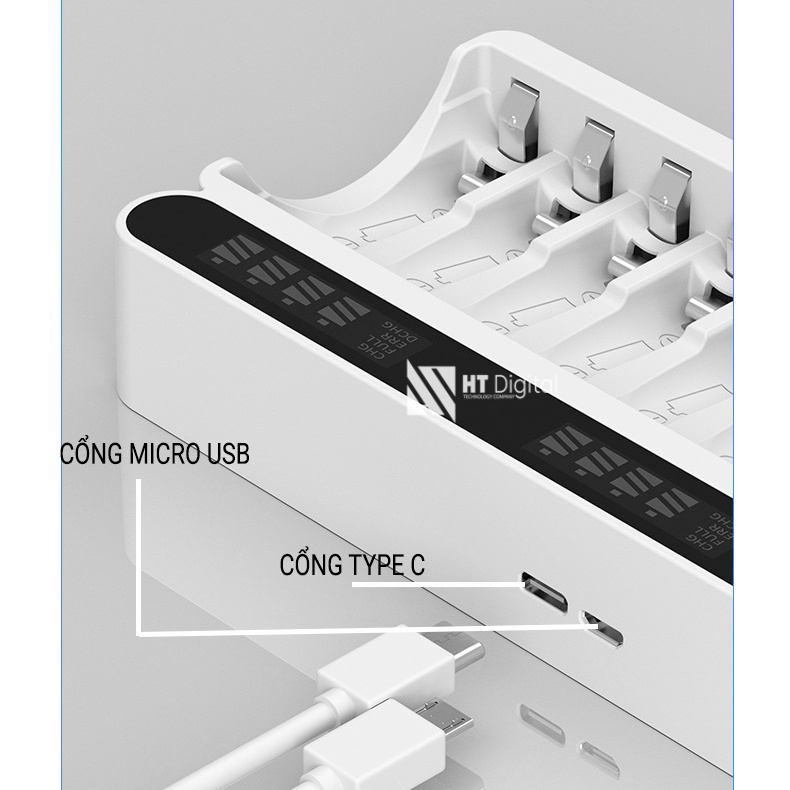 Bộ Sạc 8 pin AA AAA Beston C9024L mẩu mới 2023 sạc nhanh,tự ngắt khi đầy, đèn LED báo thông minh, dùng cho micro ,remote