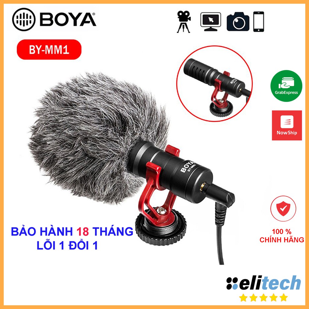 Micro Boya BY-MM1 thu âm cao cấp cho máy ảnh DSLR, action camera, và điện thoại - Hàng Chính Hãng