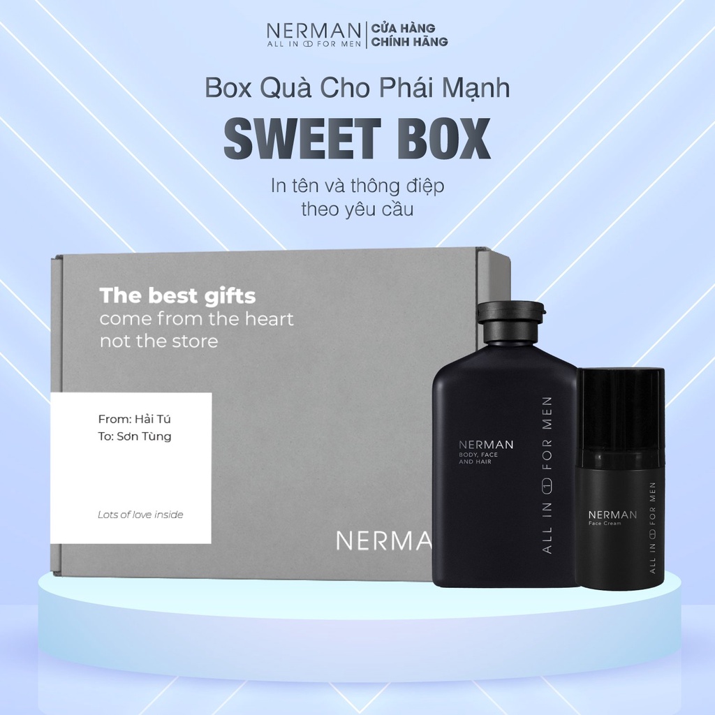 Bộ quà tặng nam giới SWEET BOX - Sữa tắm gội hương nước hoa 3in1 350ml&amp; Kem dưỡng trắng, giảm thâm, mờ sẹo Perfect White