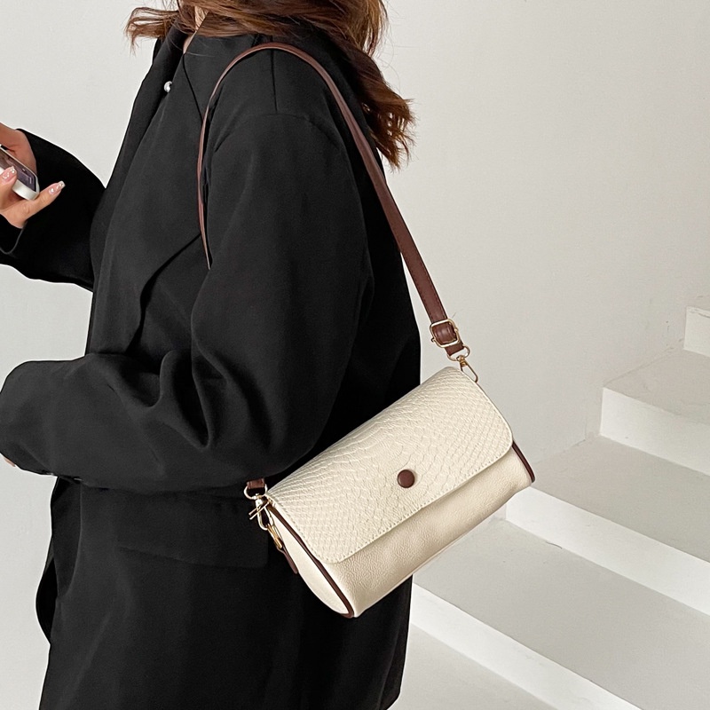 Túi Đeo Chéo Họa Tiết Da Cá Sấu Màu Sắc Đơn Giản Phong Cách Hàn Quốc Cho Nữ