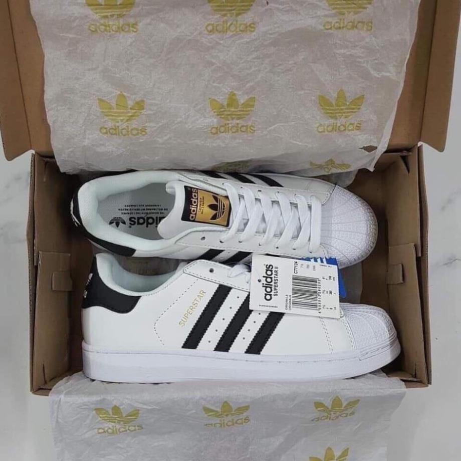 Giày Super Star trắng 3 sọc đen Hot Trend thể thao sneaker nam nữ, hàng Full box Full bill