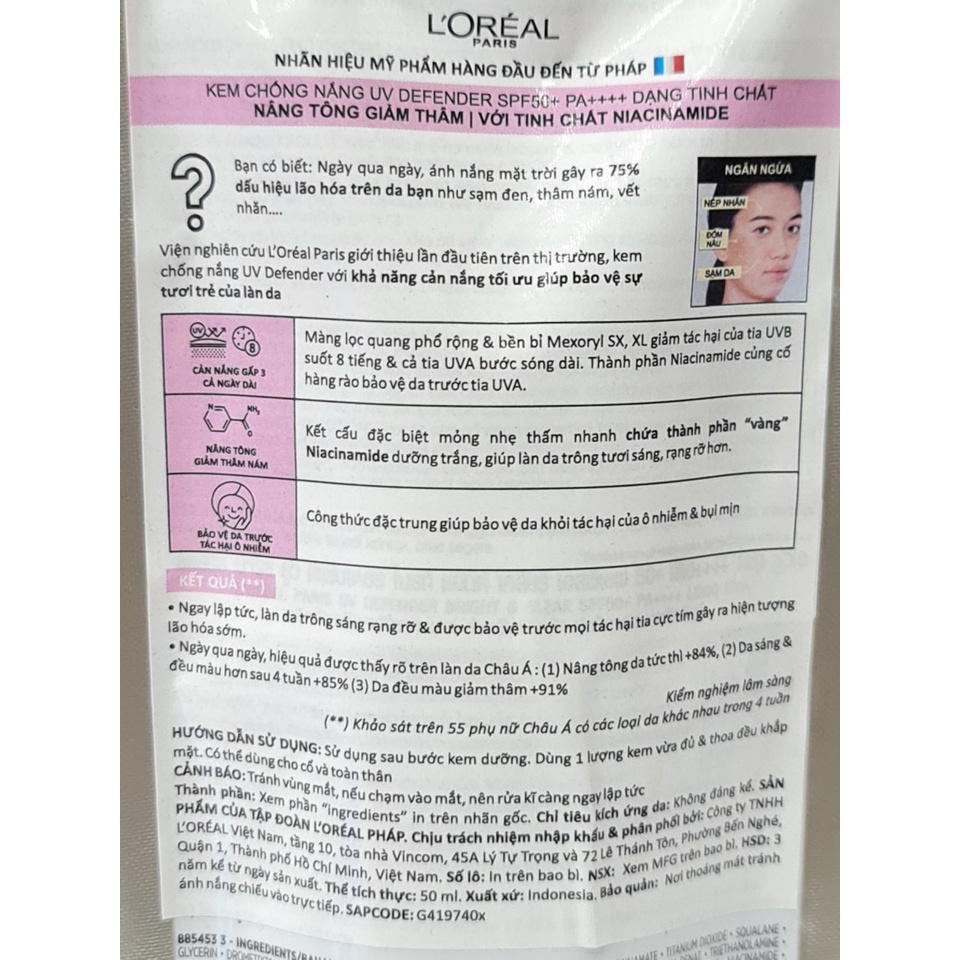 Kem Chống Nắng L’Oreal Paris UV Defender UV Serum Protector SPF 50+ PA++++ 50ml