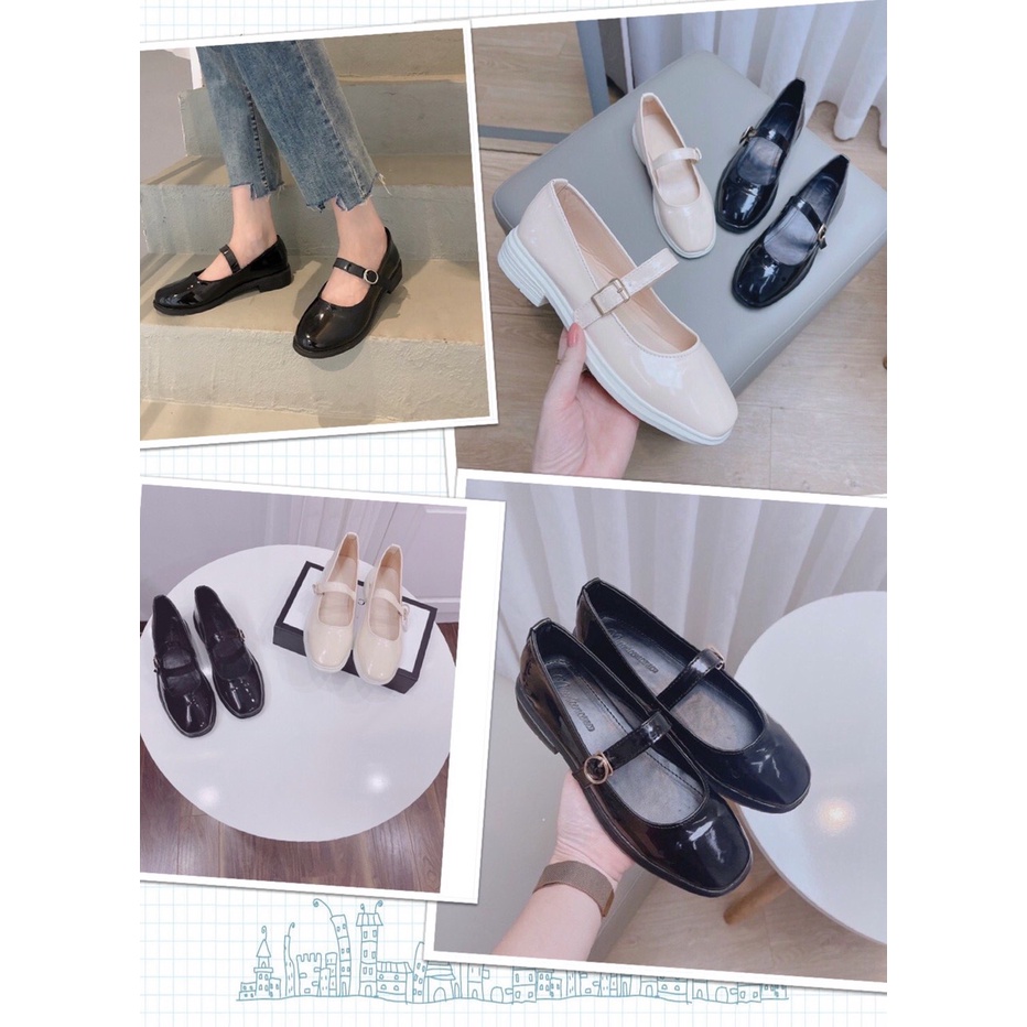 Giày búp bê mũi tròn quai cài phong cách Hàn Quốc xinh xắn mã M26
