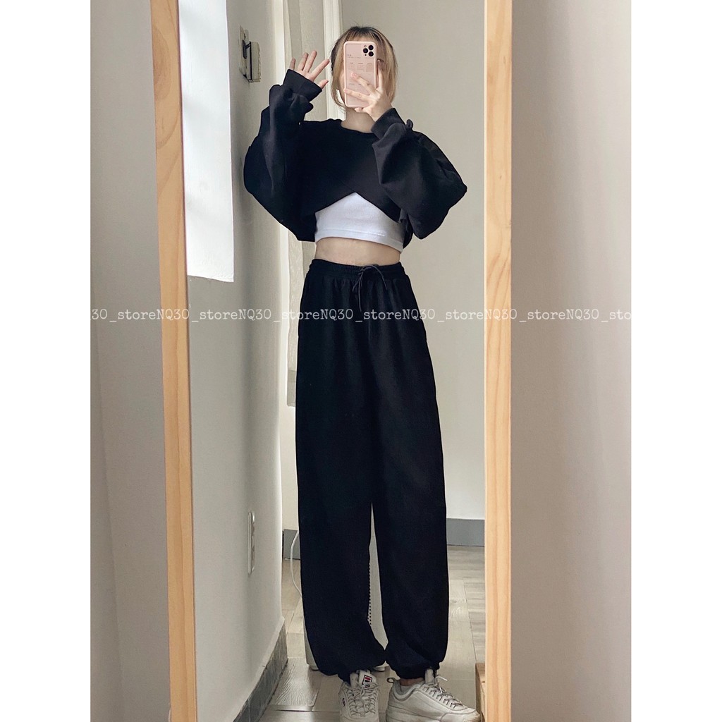 [ TẶNG KÈM BRA] Áo Croptop Tay Dài Form Rộng Nữ Ullzang, Áo Croptop Dài Tay NQ30store Unisex | BigBuy360 - bigbuy360.vn