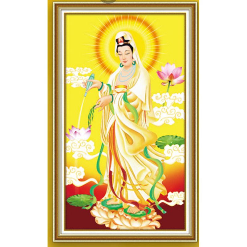 tranh phật mẹ quan âm 45cm×75cm (chưa đính đá)