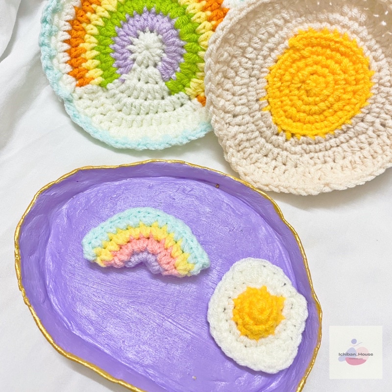 Pin cài áo len móc hoạ tiết dễ thương/ handmade crochet pin