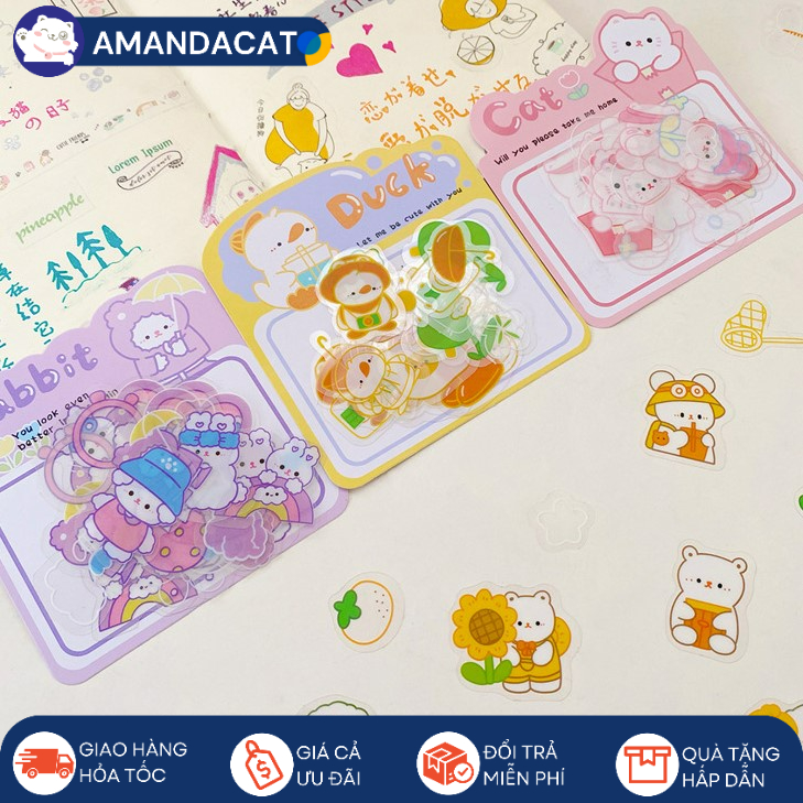 [Hàng Sẵn] Set 30 Nhãn Sticker Nhiều Chủ Đề Dễ Thương Trang Trí, Chất Liệu PVC Chống Thấm