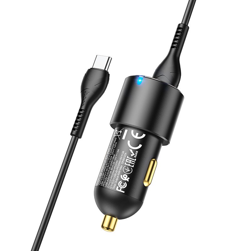 Tẩu sạc Hoco oto NZ6 PD45W sạc nhanh QC3.0 có 2 cổng type-C và 1 USB - bộ sạc xe hơi nhỏ gọn chính hãng