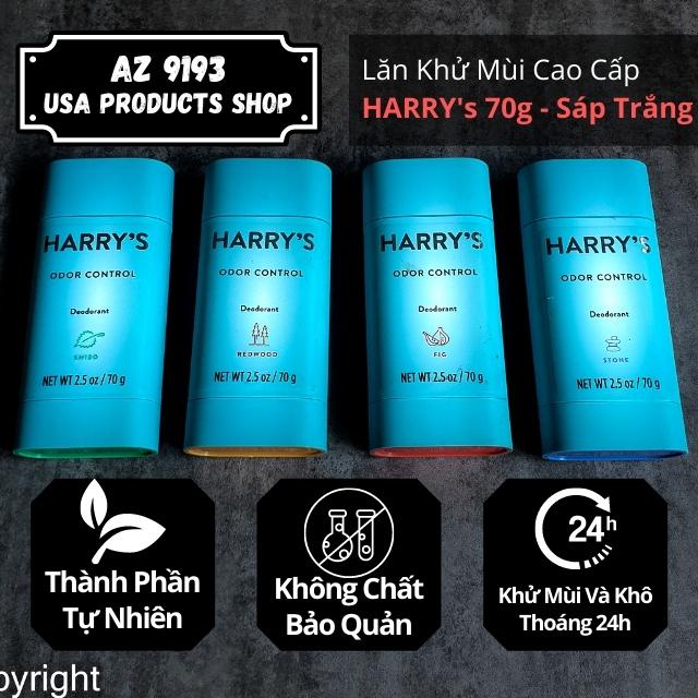 [Mua Tại Mỹ] Lăn Khử Mùi Nam HARRY's, Sáp Trong, Sáp Trắng  70g - Ngăn Mùi Hôi Hiêu Quả, Thành Phần Tự Nhiên - Az 9193