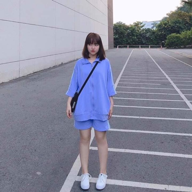 Set Thể Thao Ngắn Purple Tay Lở Unisex