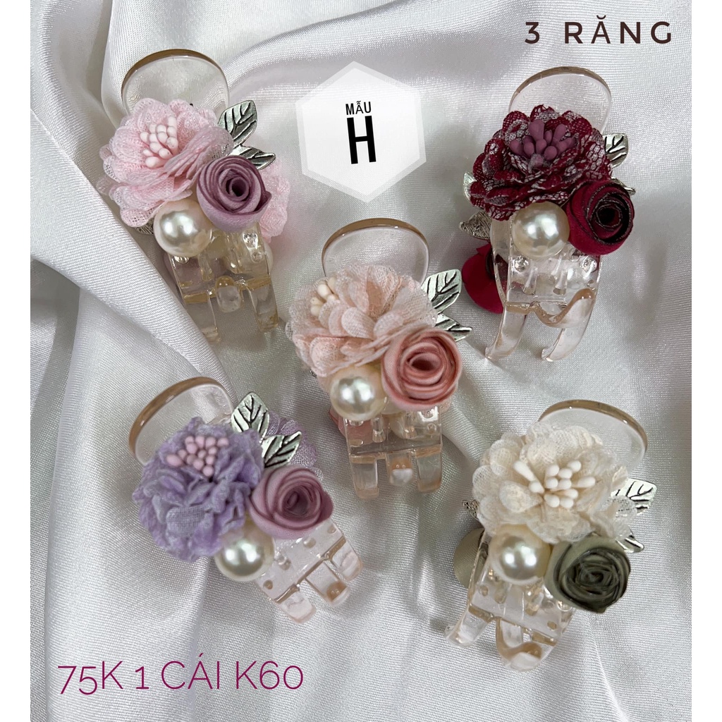 Kẹp tóc càng cua - Gắp tóc trong đính hoa vải hanhmade mẫu H