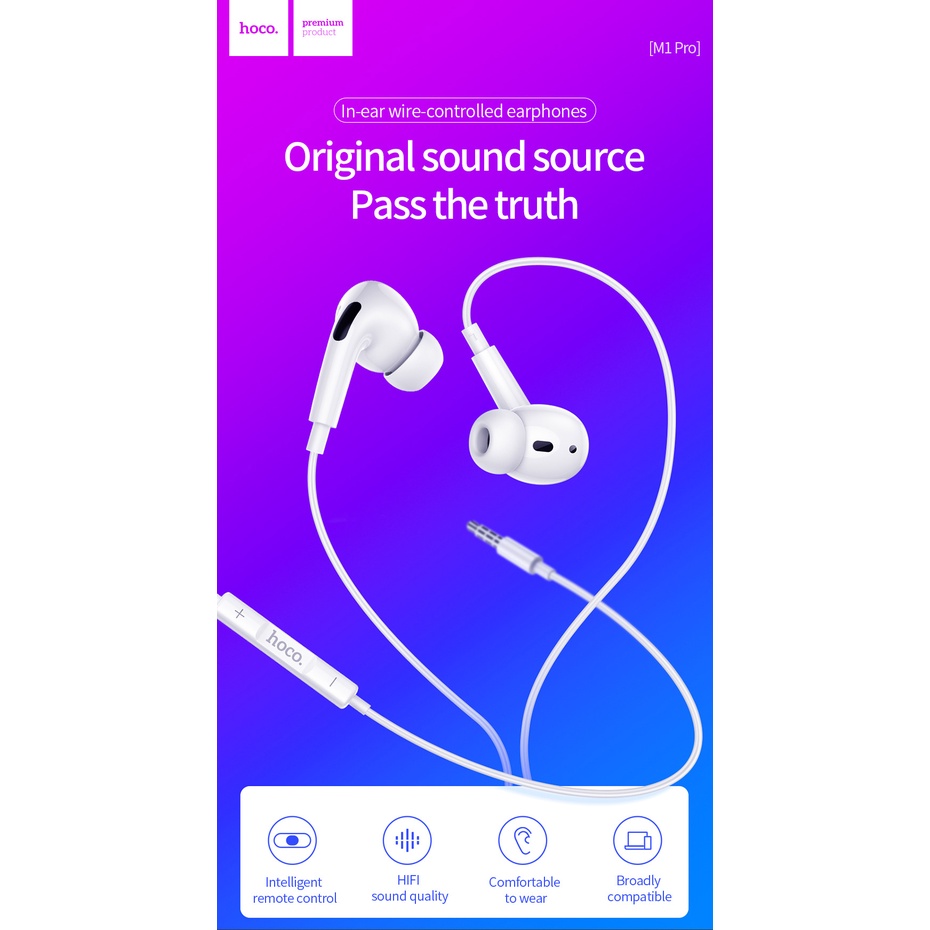 Tai Nghe Chính Hãng Âm Thanh Hay HOCO M1 Pro Nhét Tai Có mic Đàm Thoại Cho Điện Thoại IP 5 5s 6 6s Plus android samsung