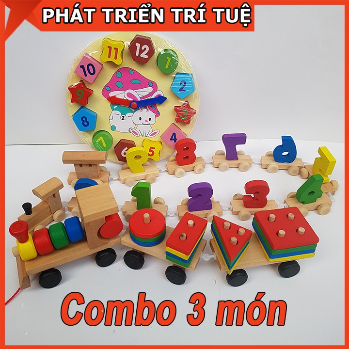 Combo Đồ Chơi Gỗ Phát Triển Trí Tuệ Cho Bé Vừa Chơi Vừa Học