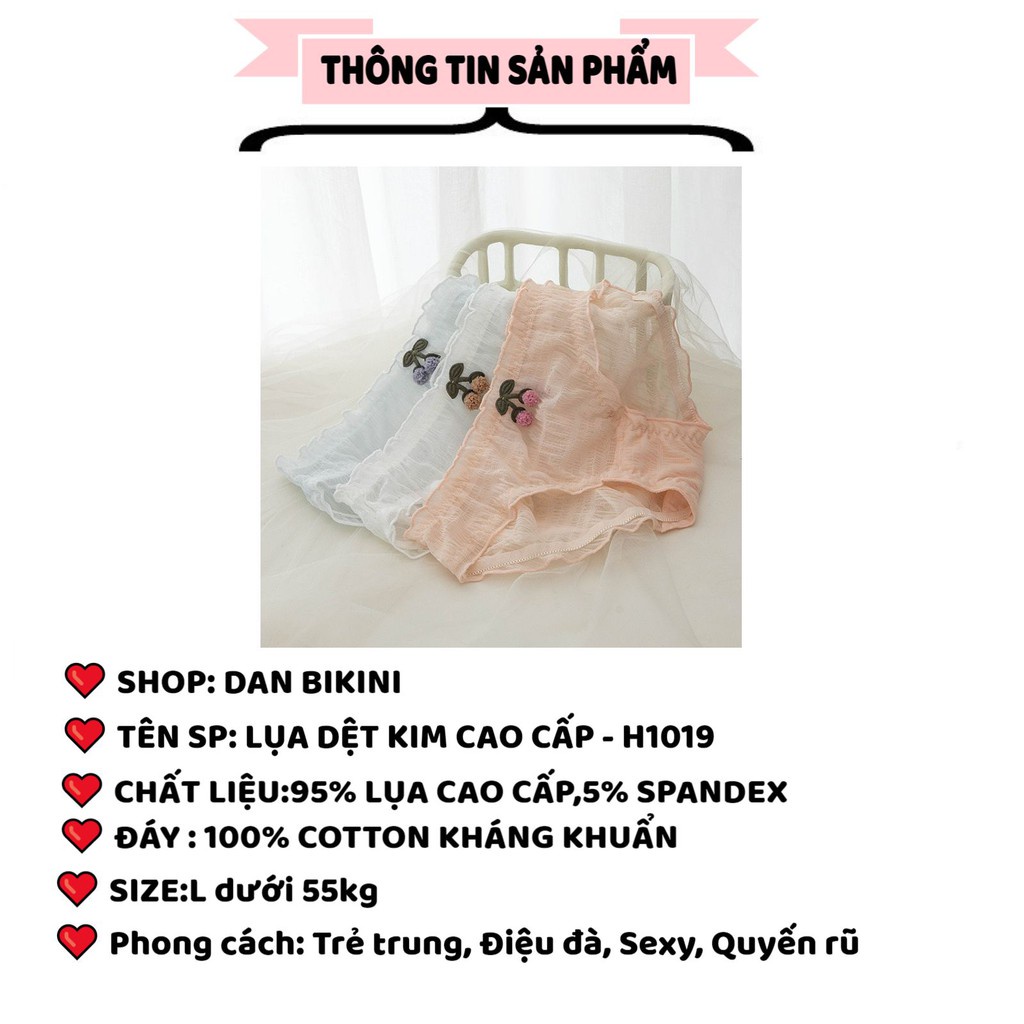 Quần Lót Nữ ❤️FREESHIP❤️ Quần Lót Lụa dệt kim mới Cao Cấp mềm mại đính nơ điệu đà, gợi cảm mẫu H1019