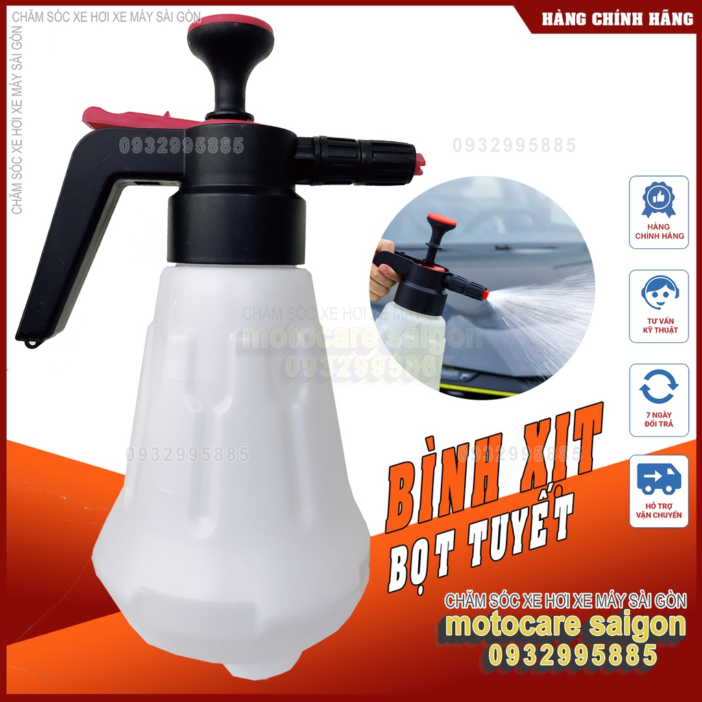 Bình xịt bọt tuyết rửa xe hơi áp suất cao 1.5L tiện lợi phun áp suất không khí dạng hình quạt