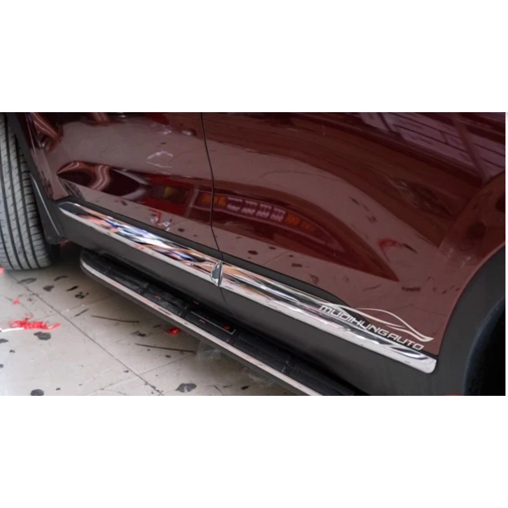 Bộ 4 Thanh Nẹp Sườn Trang Trí Xe SantaFe 2019 2020 2021 2022 Mạ Crom Cao Cấp Kiểu dáng thể thao cá tính