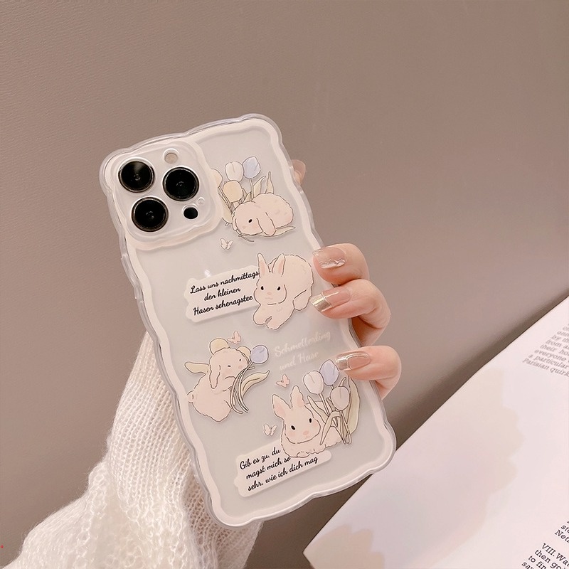 Ốp Điện Thoại Silicon Mềm Trong Suốt In Hình Thỏ Dễ Thương Cho Iphone 11 12 13 Pro MAX 7 8 Plus XR X XS MAX 12 Pro