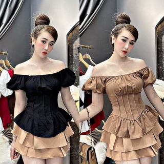 Áo kiểu trễ vai cúp ngực mix chân váy cực xinh [ hình ảnh, video shop tự chụp]