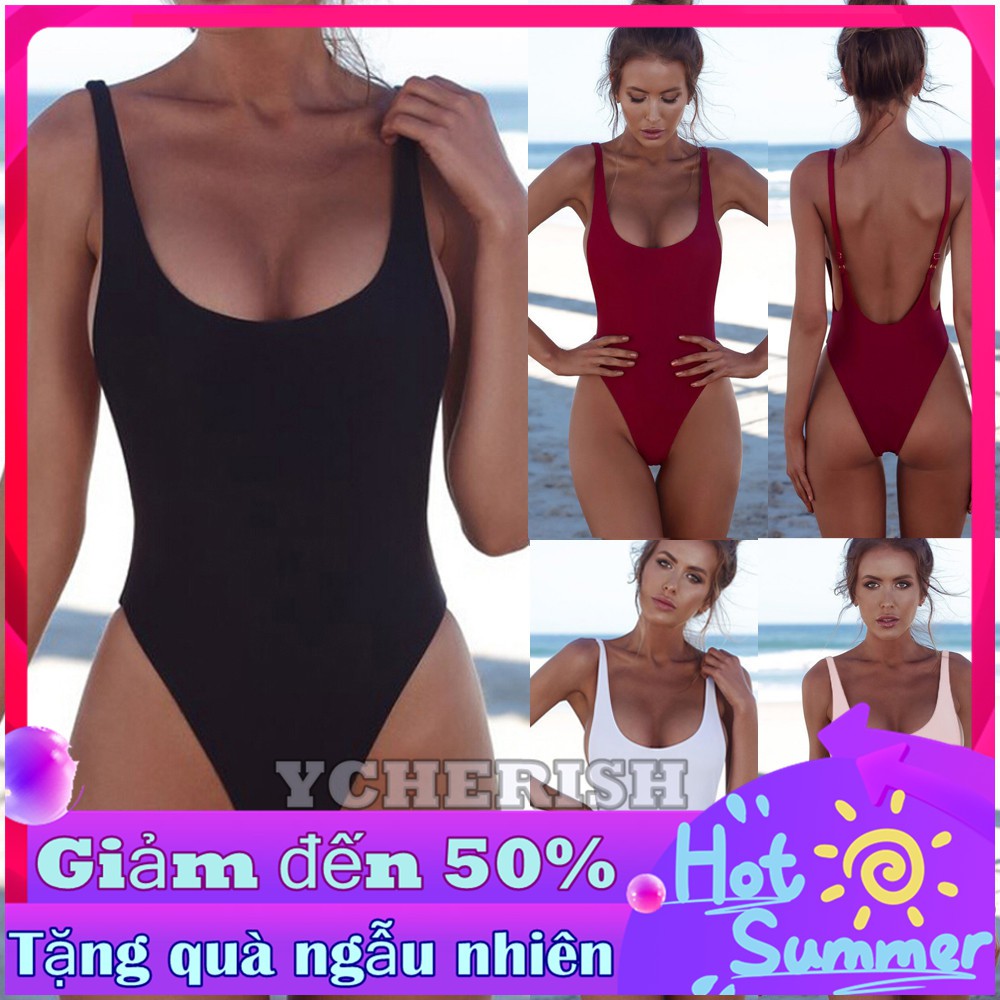 Bộ đồ bơi một mảnh họa tiết trơn có hỗ trợ mút nâng ngực tiện dụng dành cho nữ | BigBuy360 - bigbuy360.vn
