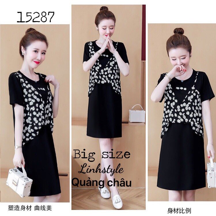 SALE Đầm BIG SIZE yếm, 3 cúc Dam.sale 15287