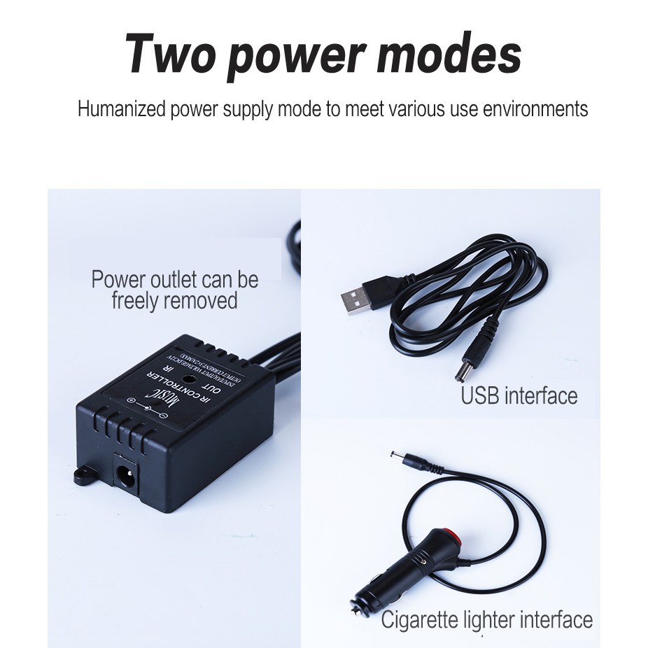 Set 4 đèn LED điều khiển âm nhạc RGB kèm điều khiển từ xa không dây đầy màu sắc trang trí nội thất ô tô