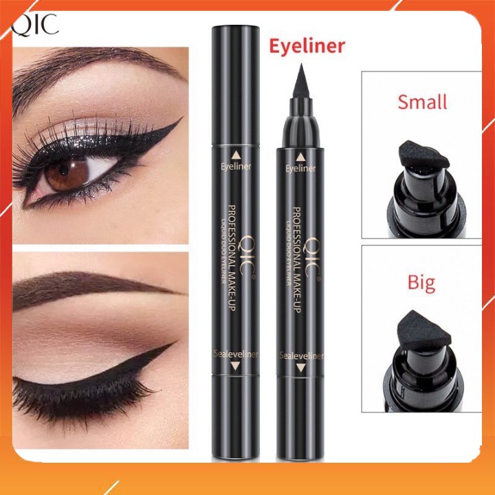 BÚT KẺ MẮT 2 ĐẦU QIC professional make-up liquid duo eyeliner CHỐNG TRÔI- KHÔNG LEM NHANH KHÔ