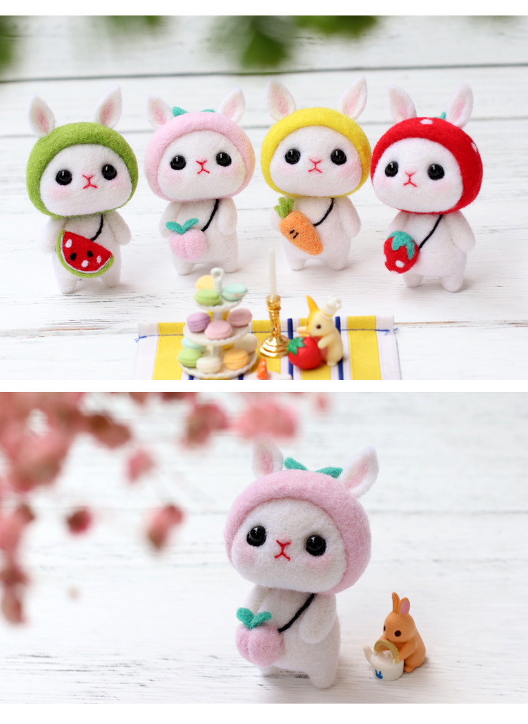 Cute rabbit doll/wool felt material cartoon pendant/make your own doll material kit