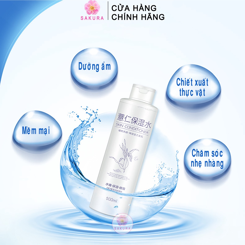 Nước hoa hồng BIOAQUA Toner dưỡng ẩm chăm sóc da mặt nội địa trung SAKURA 500ml